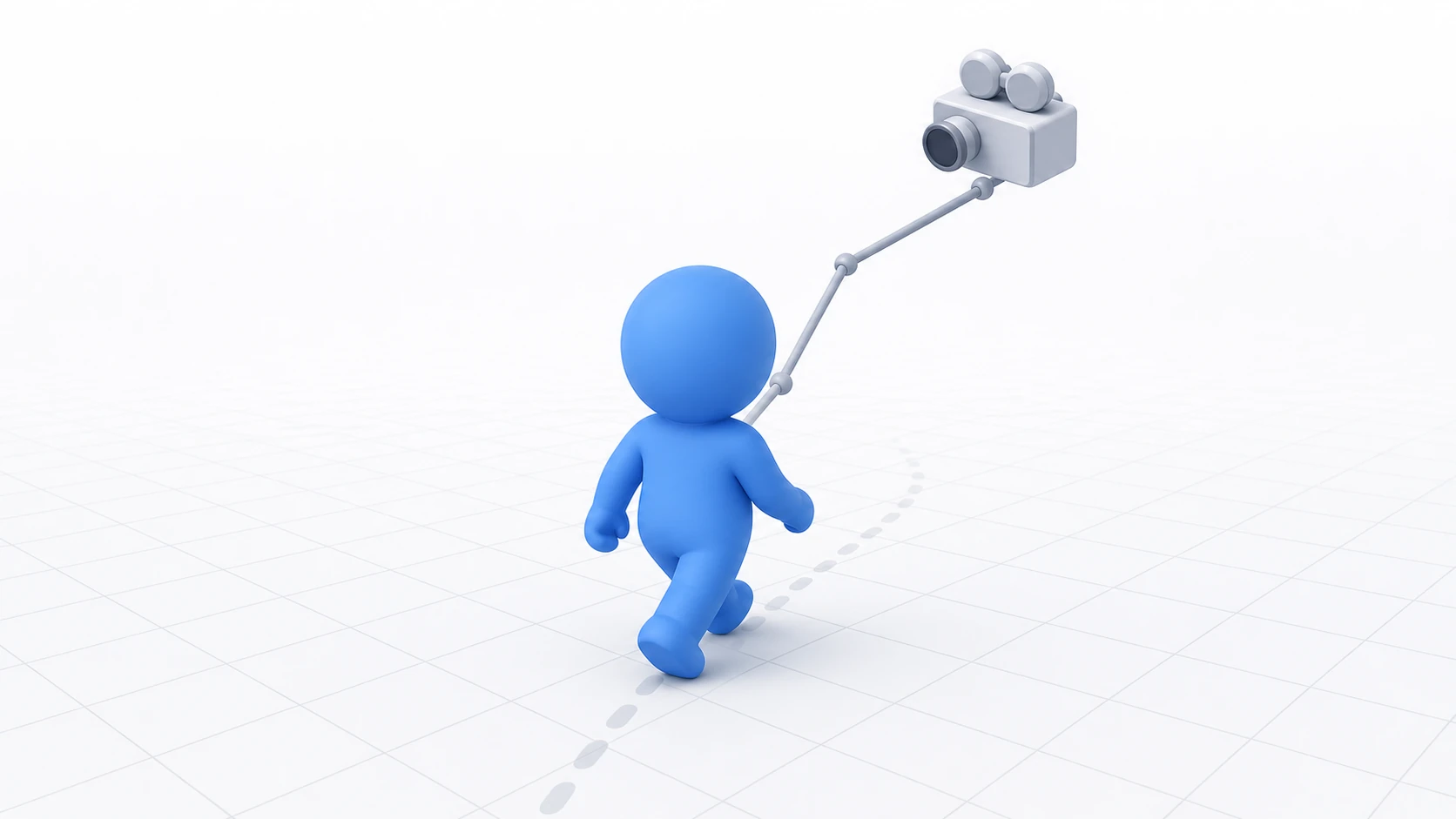 3Dキャラクター移動のイメージ。3D空間で、三人称カメラに追われながらキャラクターが地面の上を移動する