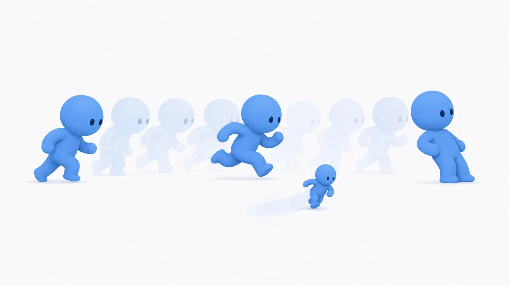 急停止・旋回・始動がなめらかなMotion Matchingの移動と、ソフトブルーのクレイ人形
