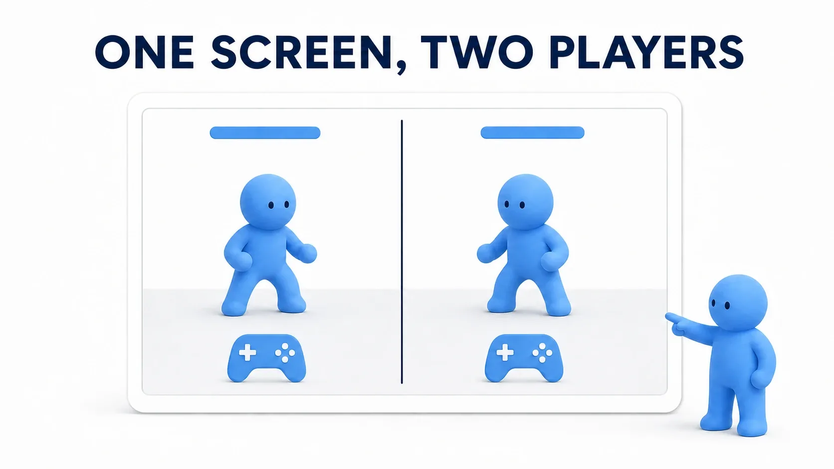 One screen split left and right, with two clay figures each being controlled separately