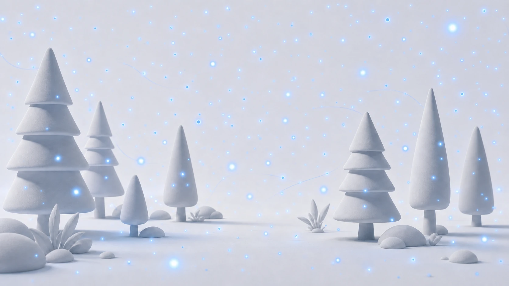 Night-forest firefly effect. Across a wide space, countless small glowing motes drift and flicker gently