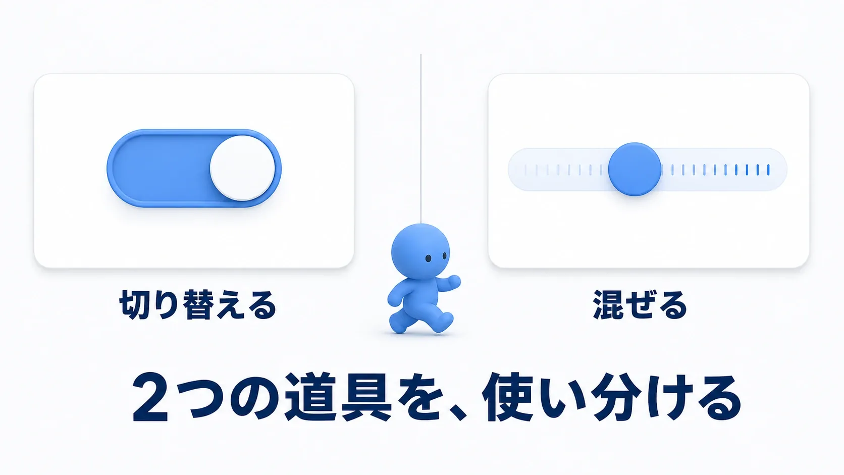 切り替えるスイッチと、混ぜ合わせるスライダーが並んでいるイメージ
