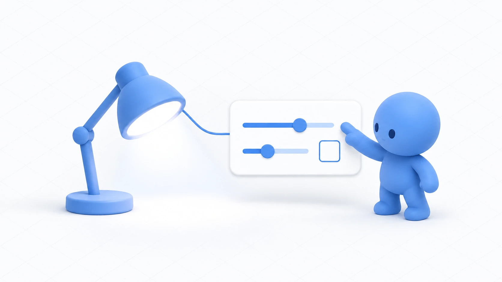 A line running from an Inspector panel to a desk lamp