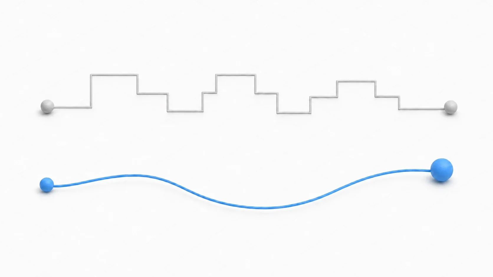 Frame rate management illustration contrasting choppy, stair-stepped motion (jitter) with smoothly interpolated motion, showing how stable FPS underpins the game experience