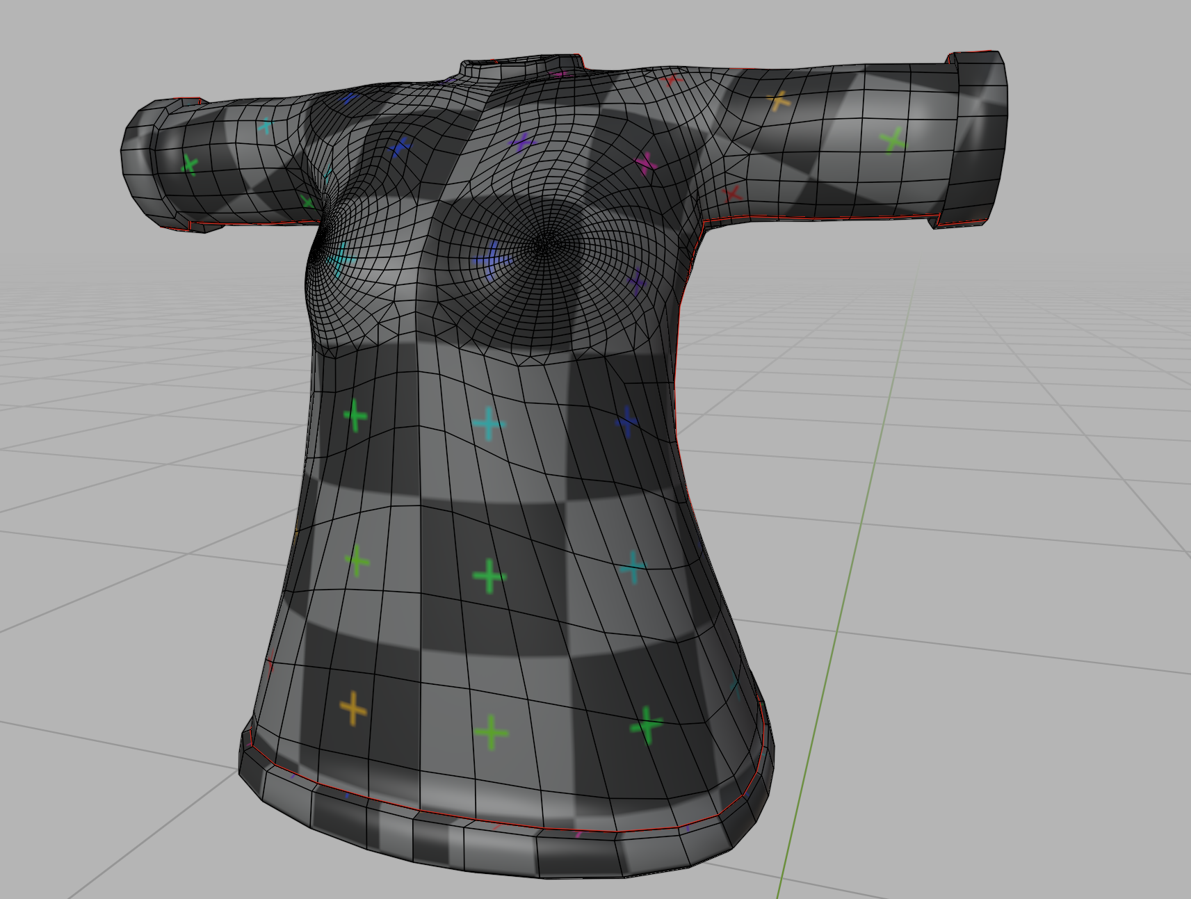 チェッカーマップを適用した状態:パターンが均一に表示されていればUVマッピング成功