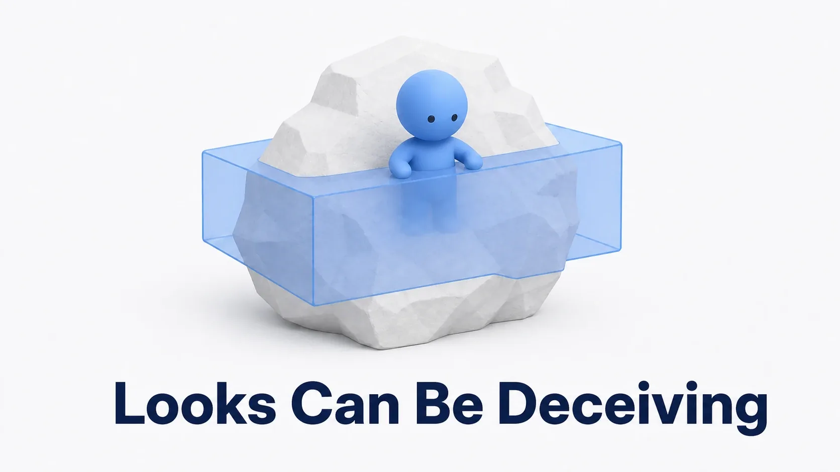 Illustration of the visible rock shape differing from the box shape used for collision