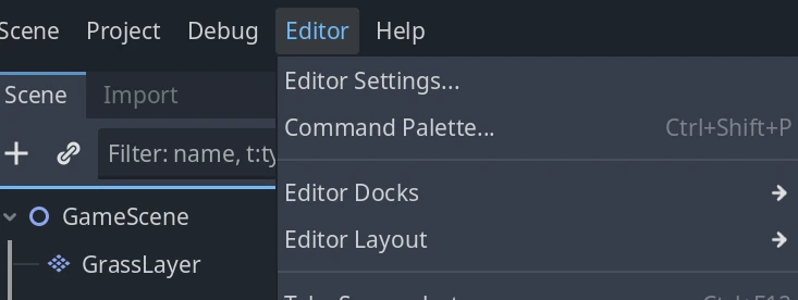 Editor Settings Screen