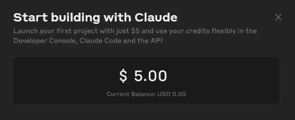 Anthropic Consoleのクレジット購入画面
