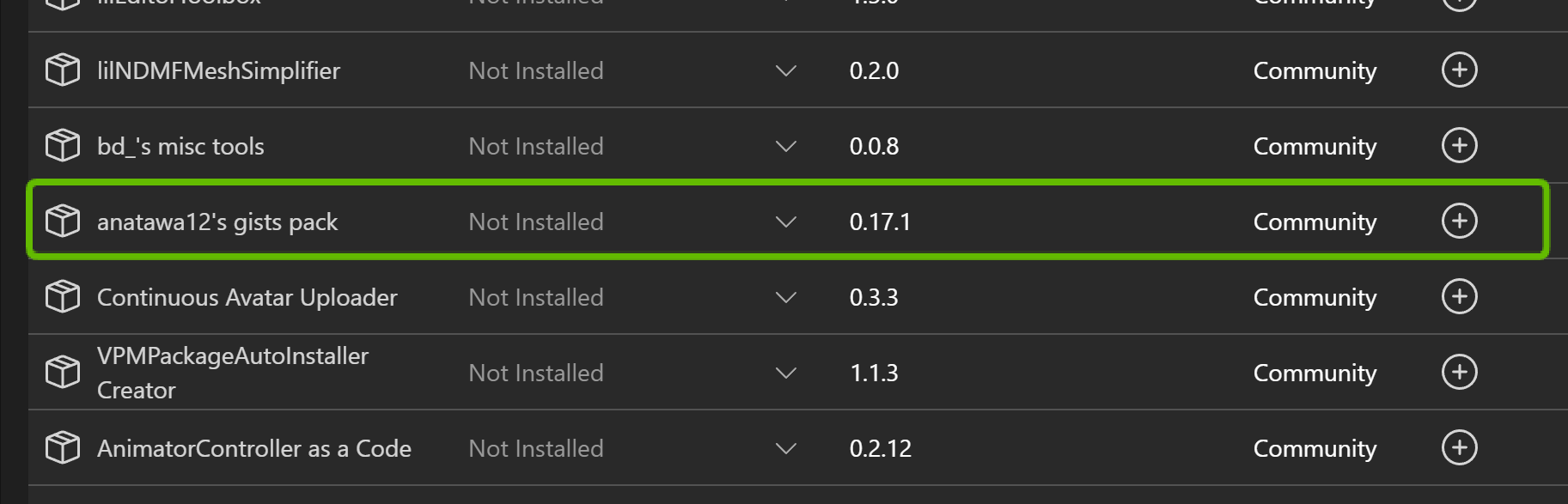 VCCでanatawa12's VRC Avatar Toolsを追加する画面
