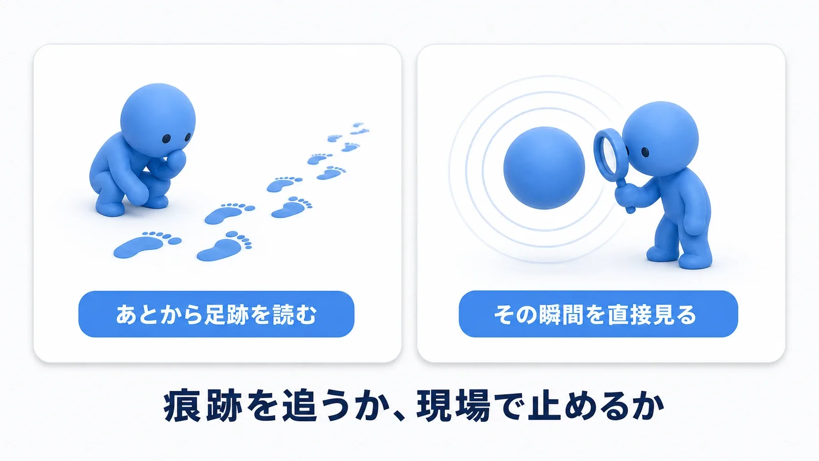 Print Stringはあとから足跡を読み、Debuggerはその瞬間を直接見る。痕跡を追うか、現場で止めるか