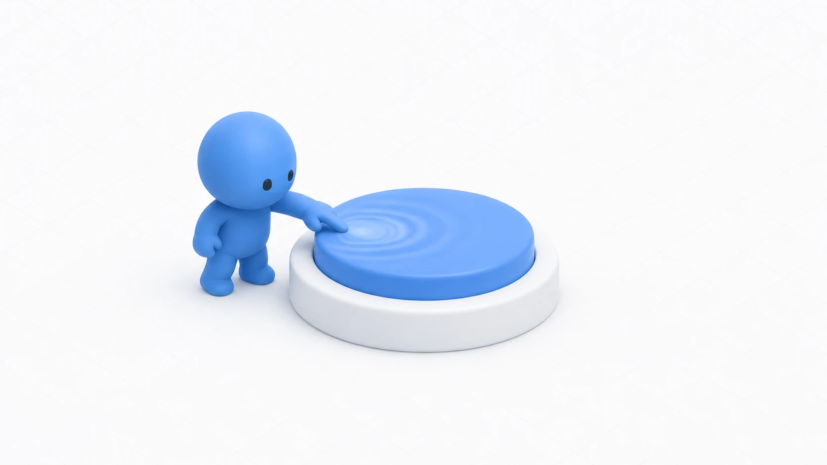 Conceptual image of a UI button. A big button is pressed by a finger, with a ripple of clicks spreading out