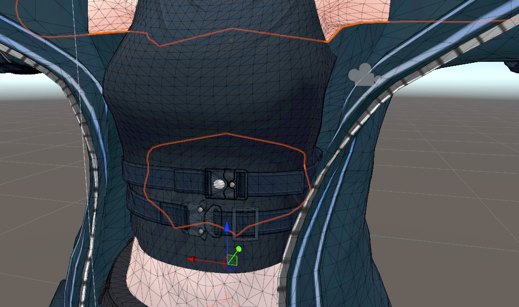 最適化前の体メッシュ(服で隠れている部分も表示)