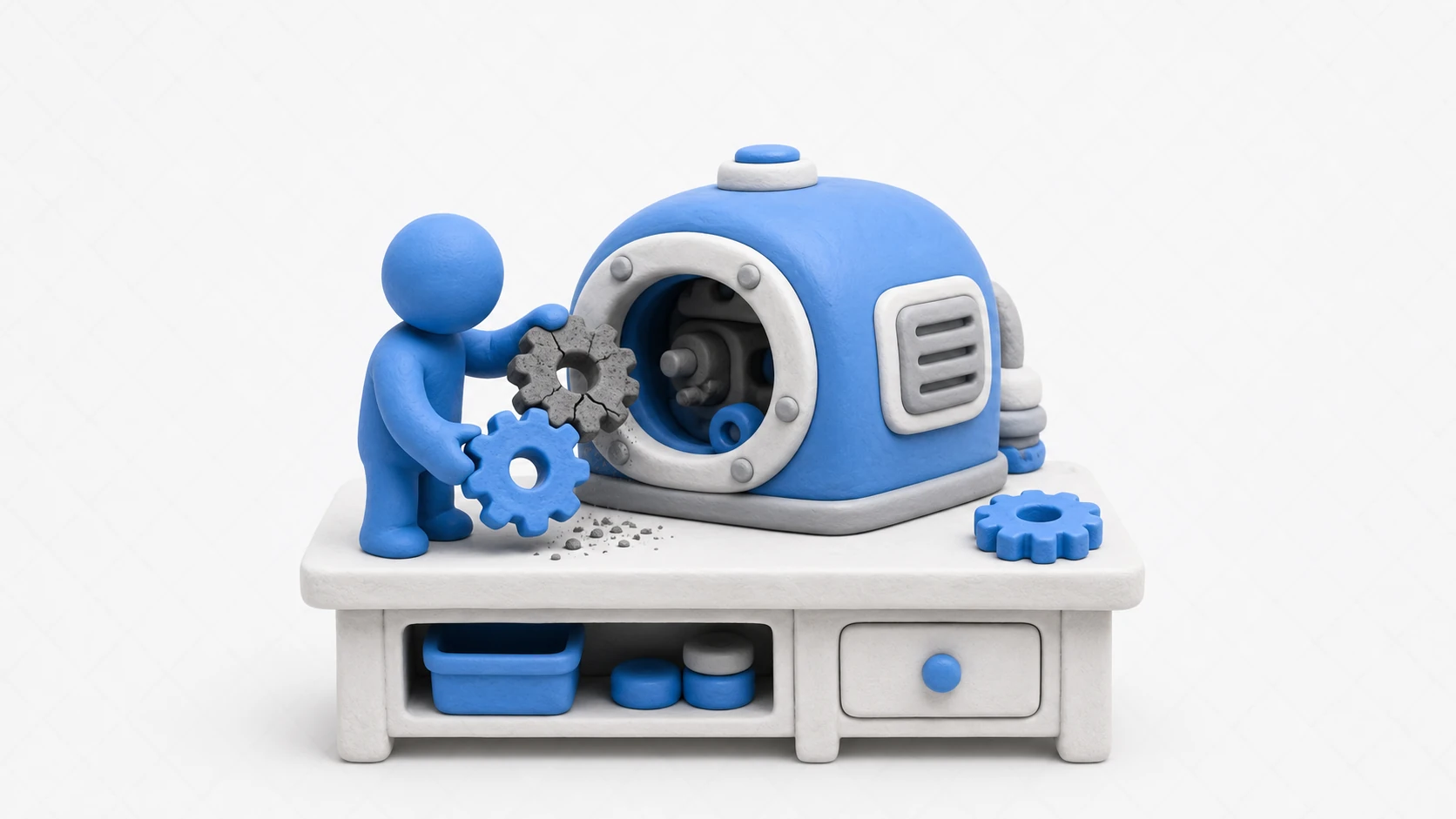 Illustration of swapping an old part for a new one