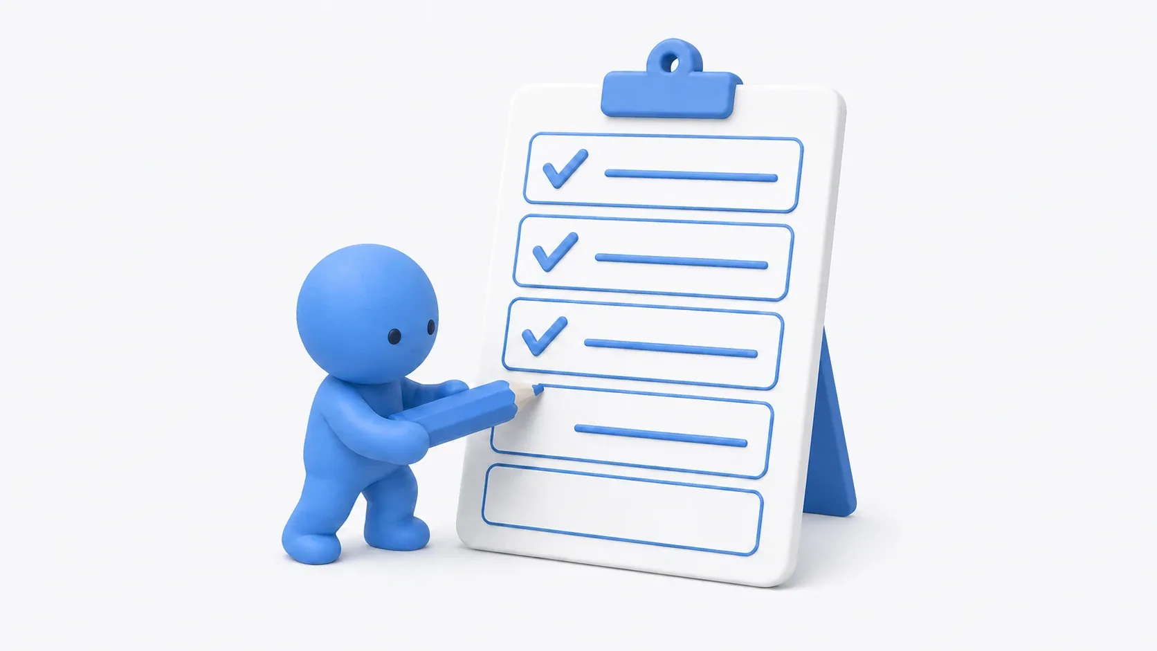 A figure ticking off items on a checklist. An image of initial project setup
