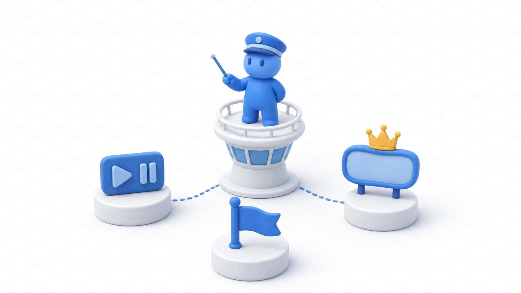 Conceptual image of a Game Manager: a command center centrally managing the game's state and score
