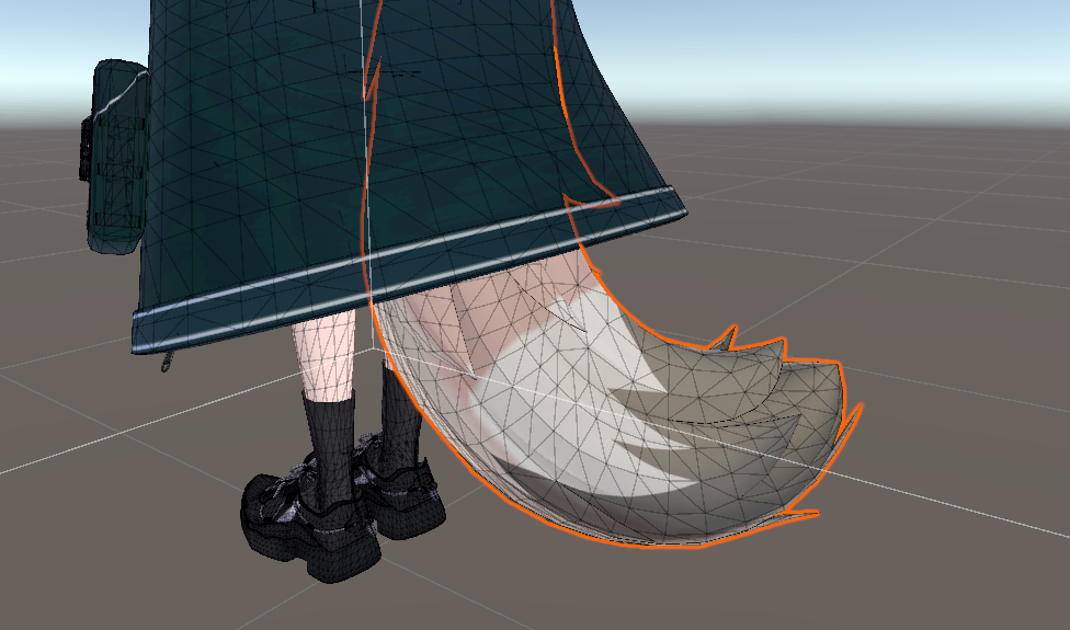 尻尾パーツの削減前後の比較