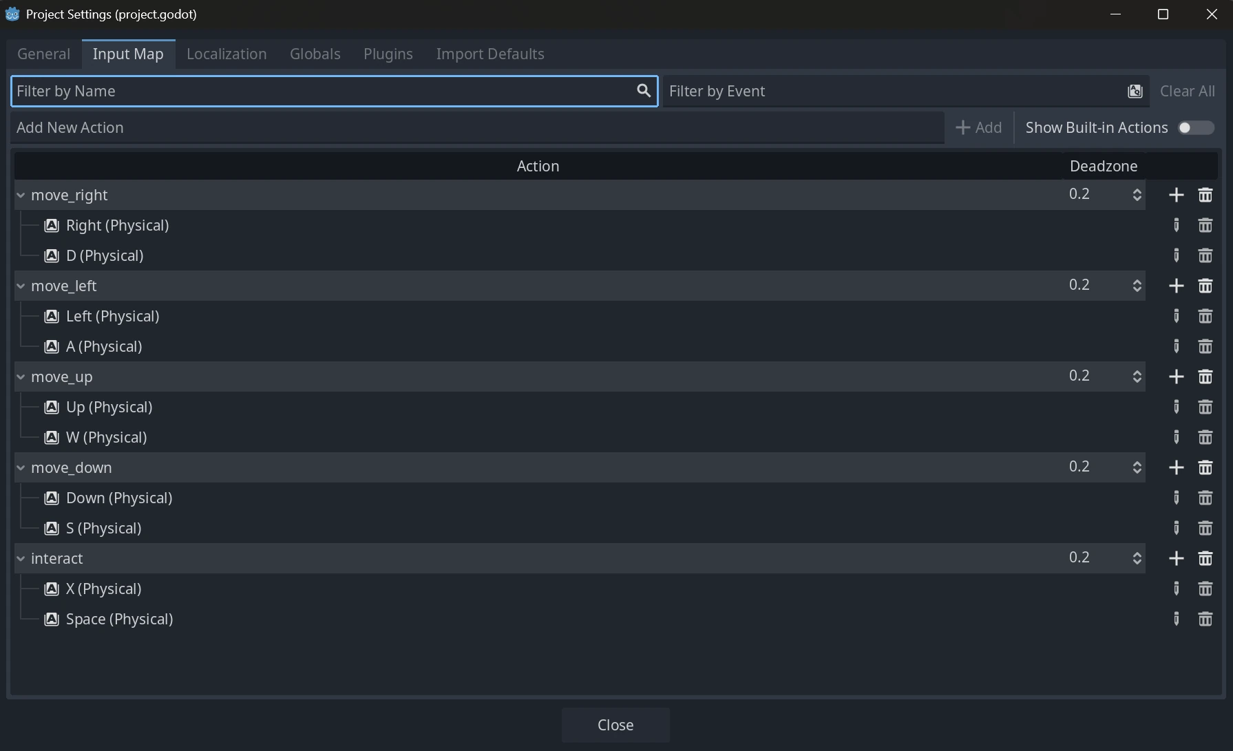InputMap Settings Screen