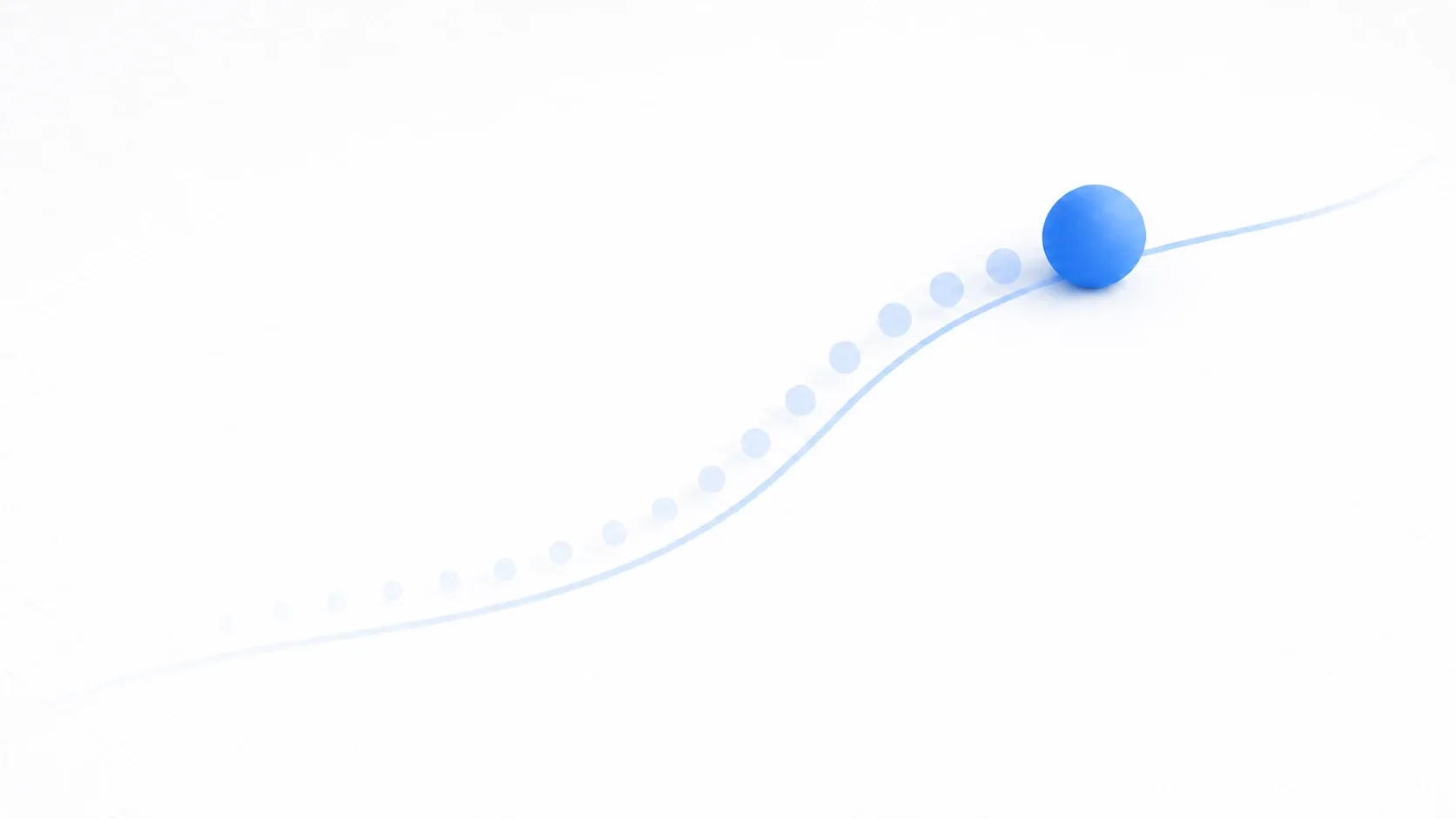 A blue sphere moving along a smooth curve while leaving a trail, representing smooth animation