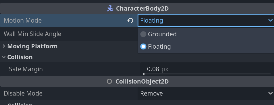 Motion Mode設定画面