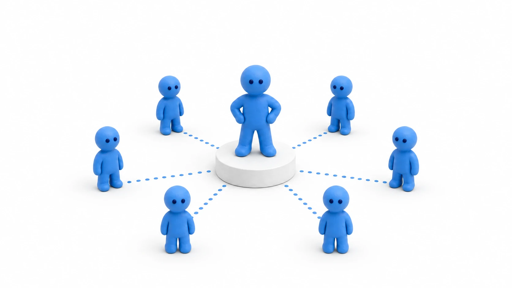 Illustration of the Singleton concept: many objects all accessing a single crowned manager