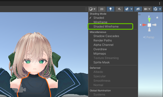 Shaded Wireframe表示でポリゴンを確認