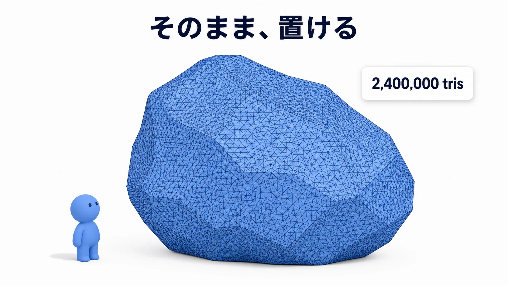 数百万ポリゴンのモデルが、そのままゲームに置かれているイメージ
