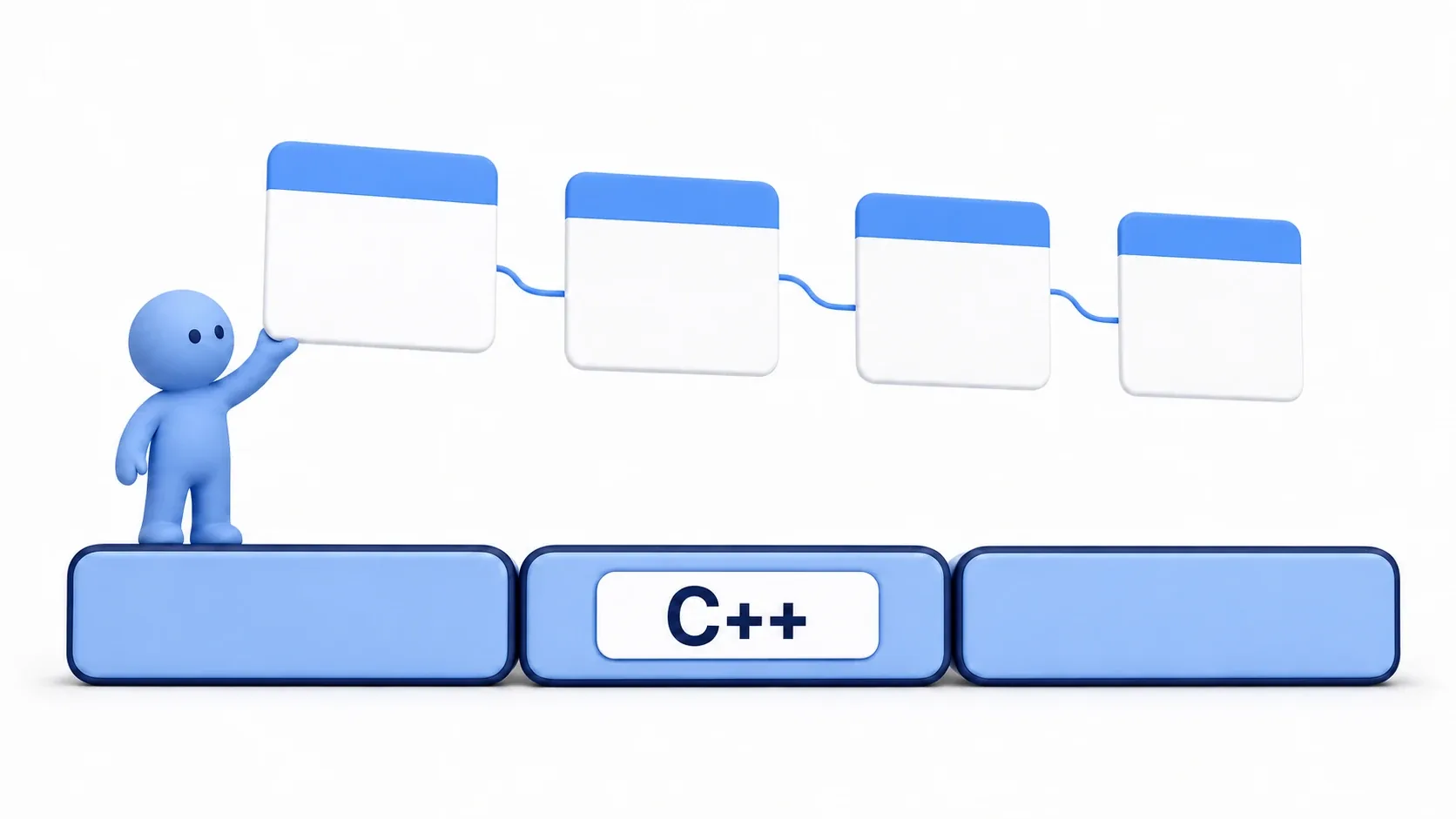 Blueprint nodes sitting on top of a C++ foundation block. C++ is the base, Blueprint is the assembly