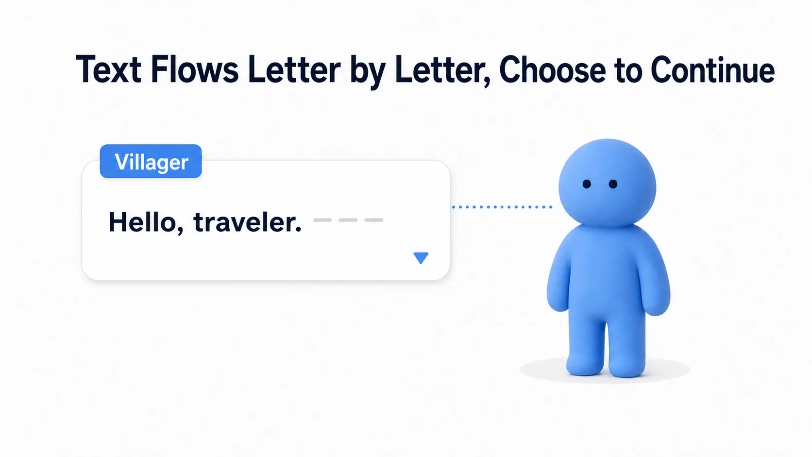 A dialogue window with a speech bubble and a soft blue figure being spoken to