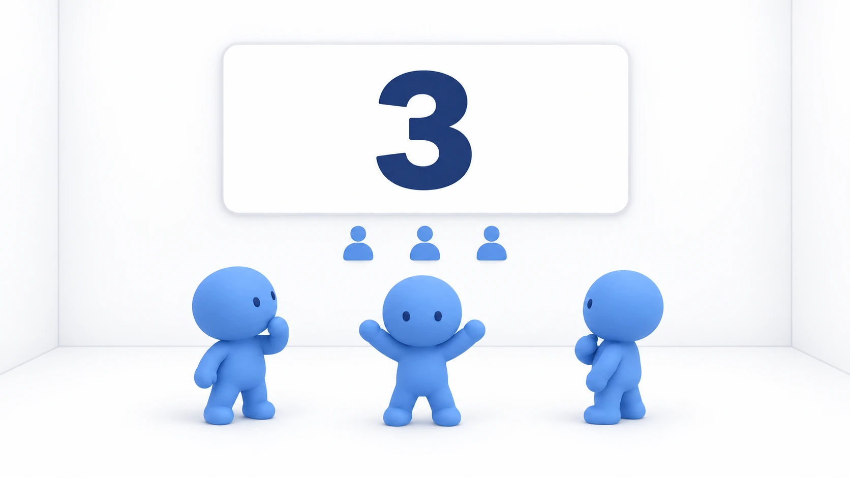 A headcount on a wall board, with three people in the room