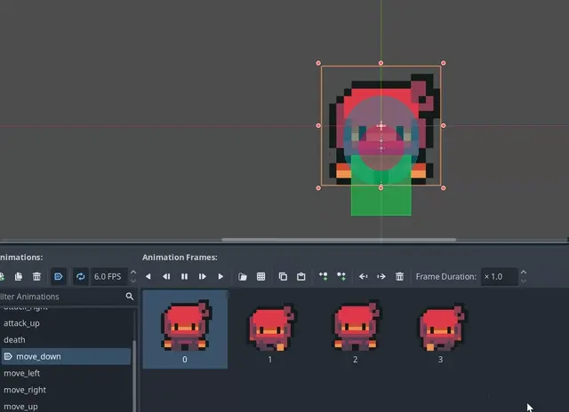 AnimatedSprite2Dの設定画面