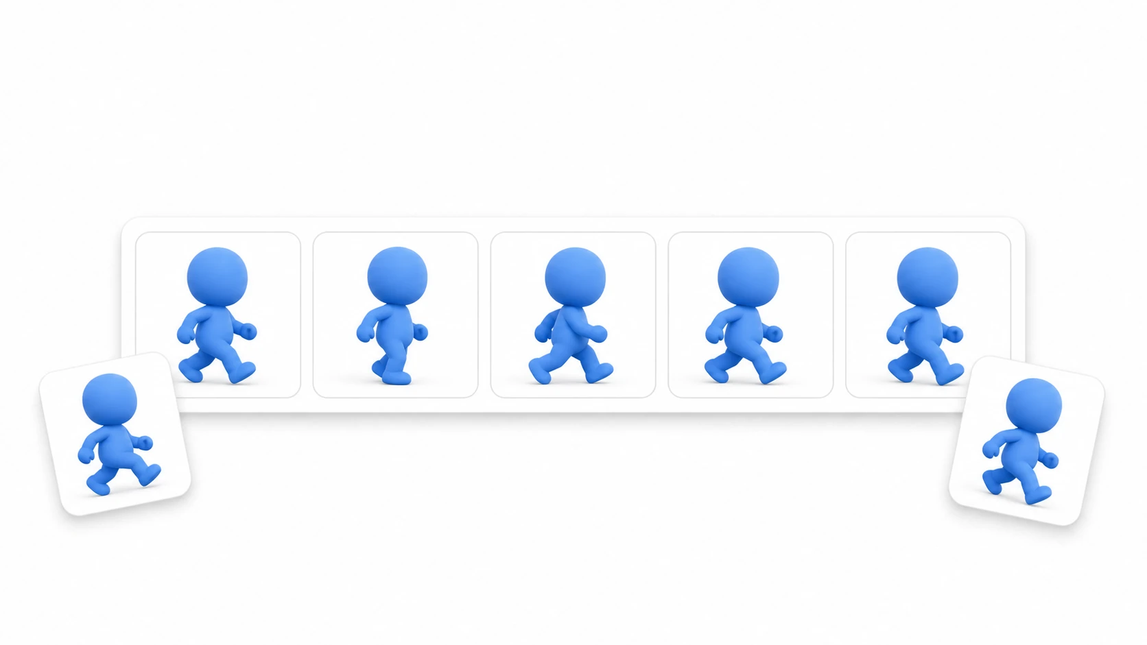Conceptual image of 2D sprites: a sprite sheet of character animation frames floating over a clay-style 2D game scene