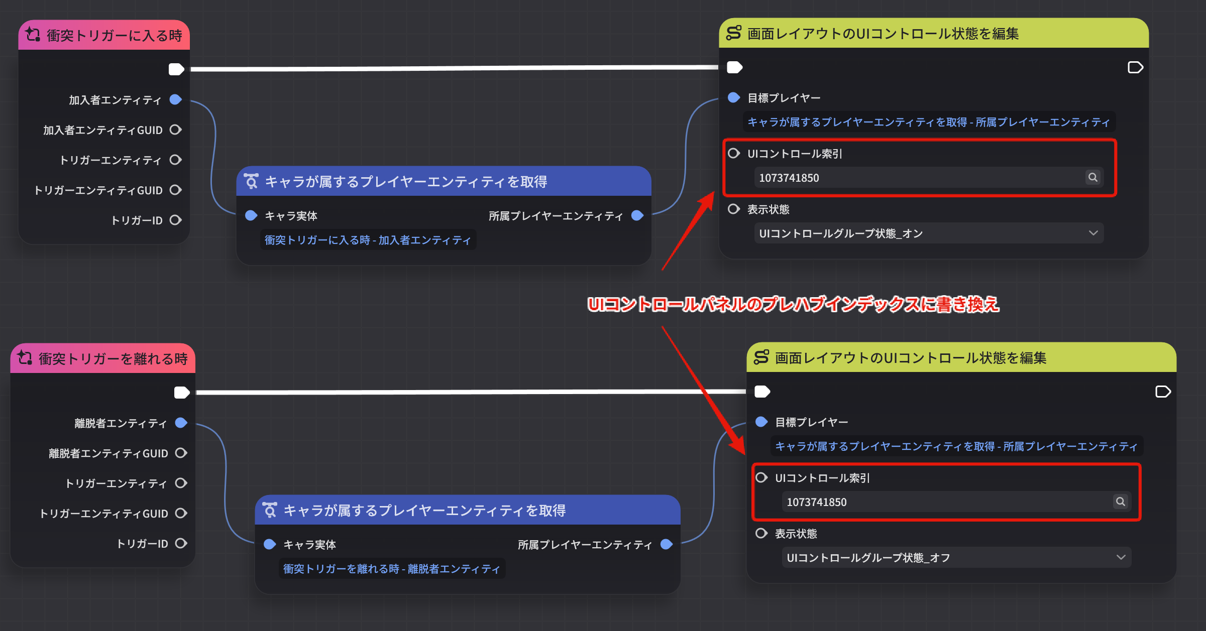 ポップアップとテキストボックスのノード設定