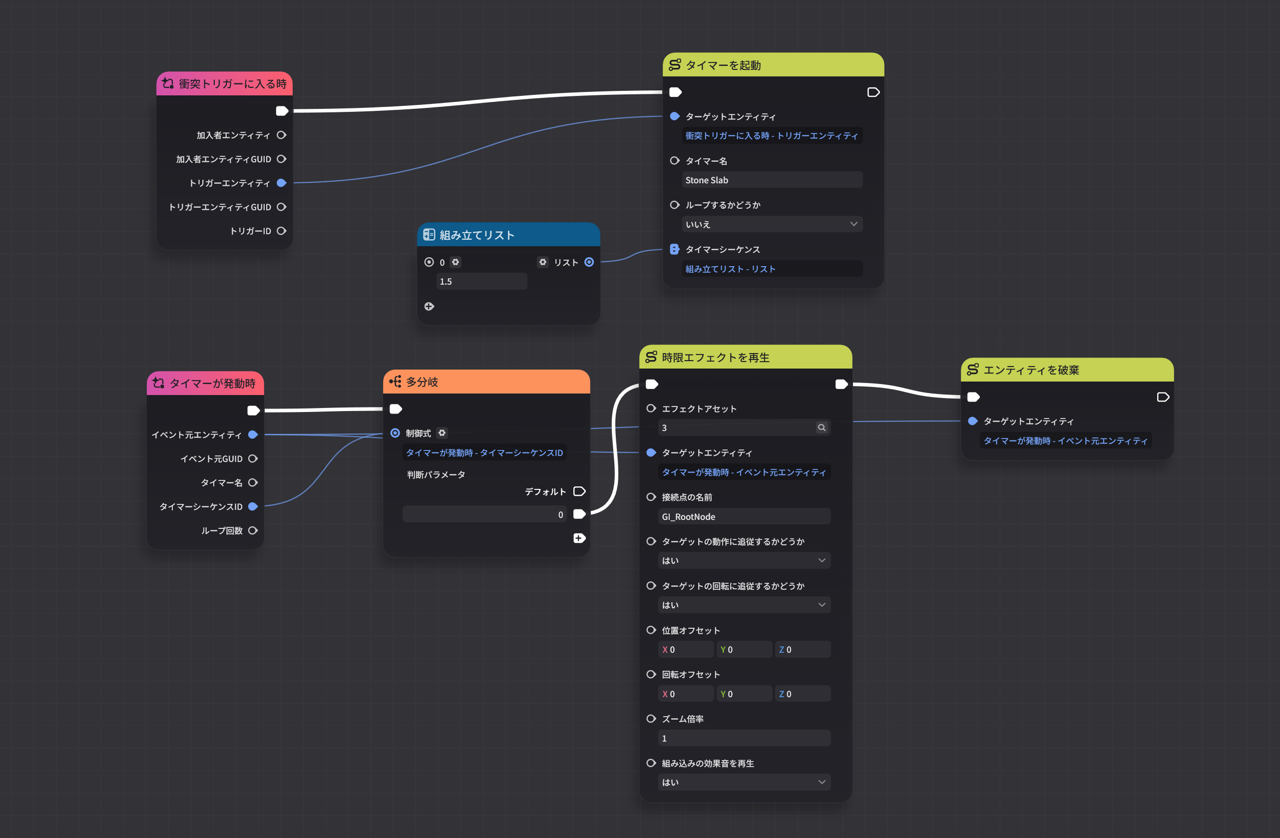 石畳崩壊のノード設定