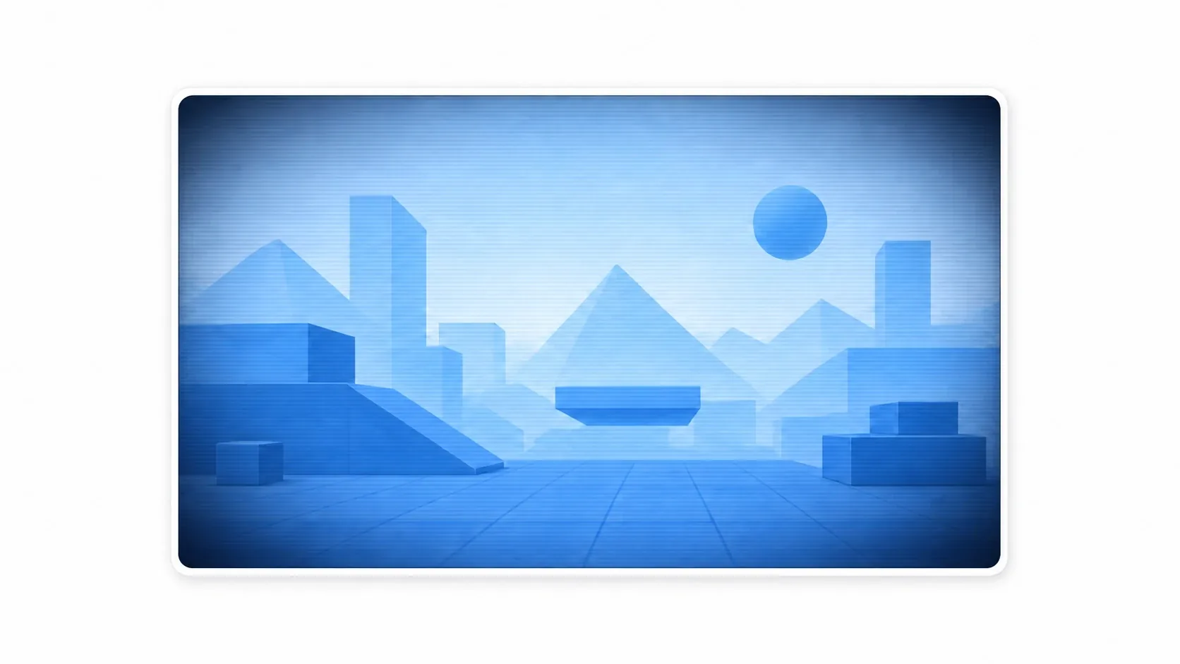 A post-processing concept: an effect layer covering the whole screen sits on top of the finished game screen, applying vignette, scanlines, and similar processing across everything