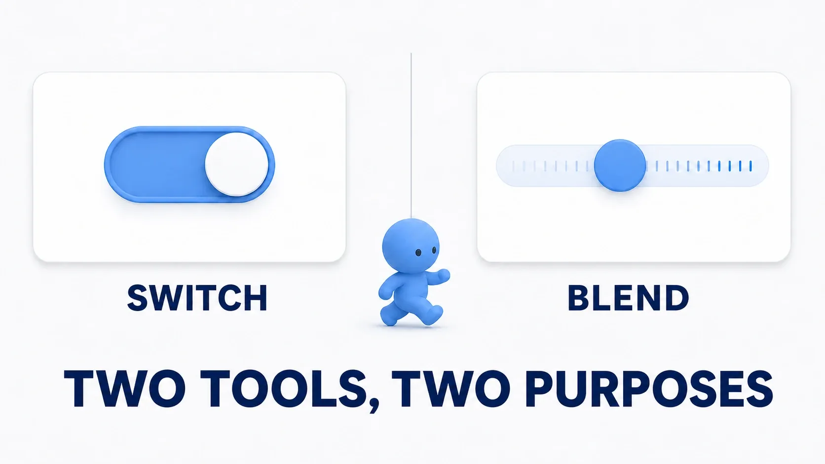 Illustration of a switch that flips between options next to a slider that mixes between them