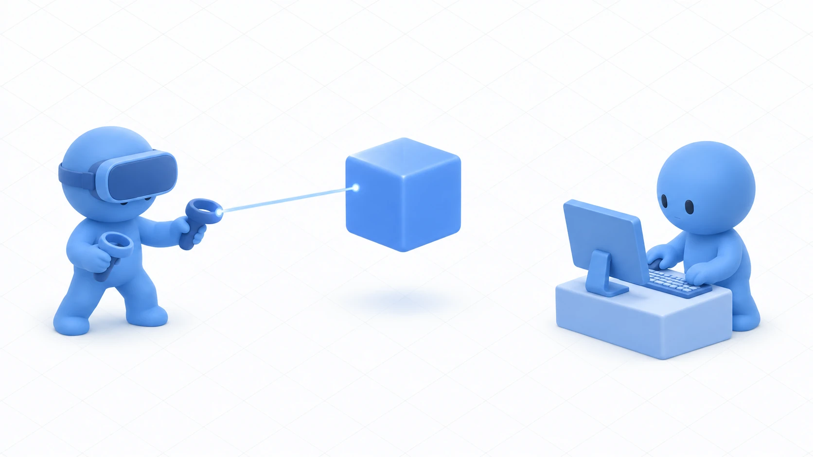 A VR controller and desktop controls, both able to use the same Cube